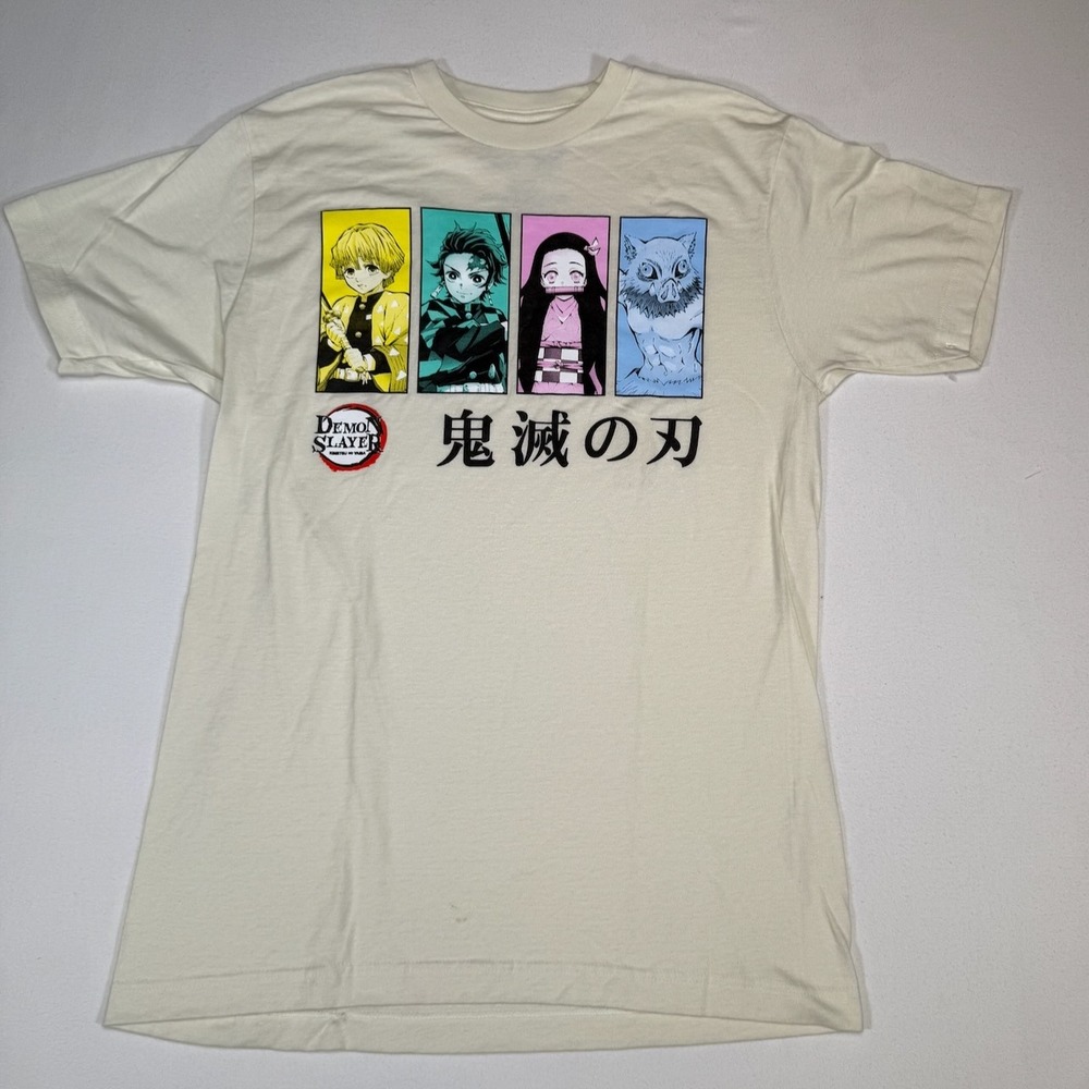 Demon Slayer Anime Characters Graphic T Shirt Medium Tan